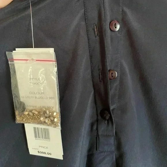 French Connection Sunspark gold sequin silk Navy Blue Dress size 6 - Picture 9 of 9